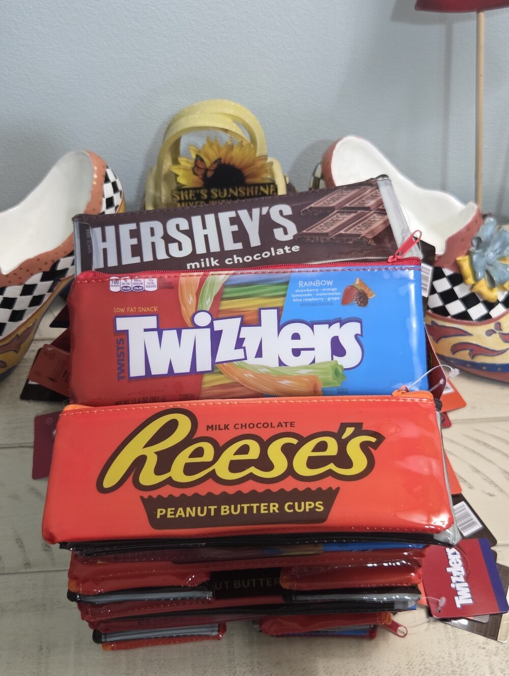 Lot of 3 Candy Wrapper Cases Hershey Reese's Twizzlers Zipper Pouches,NWT